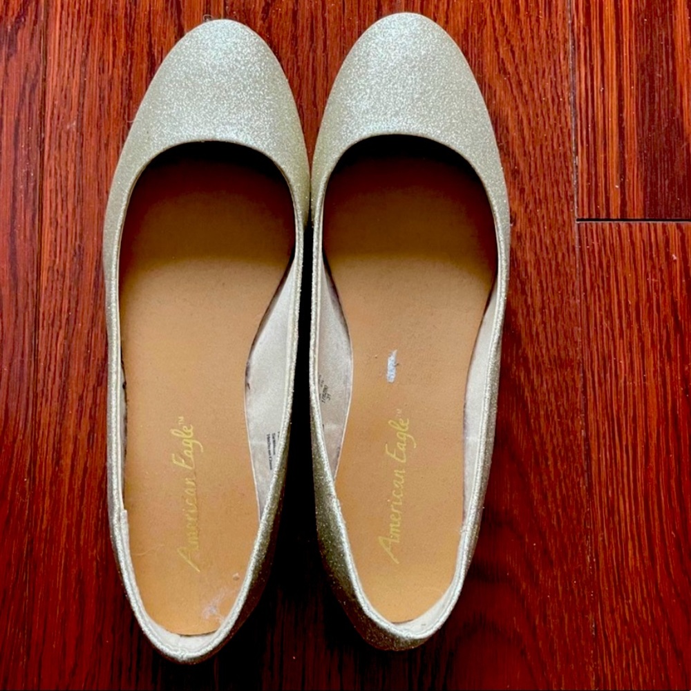 American Eagle Gold Glittery Flats